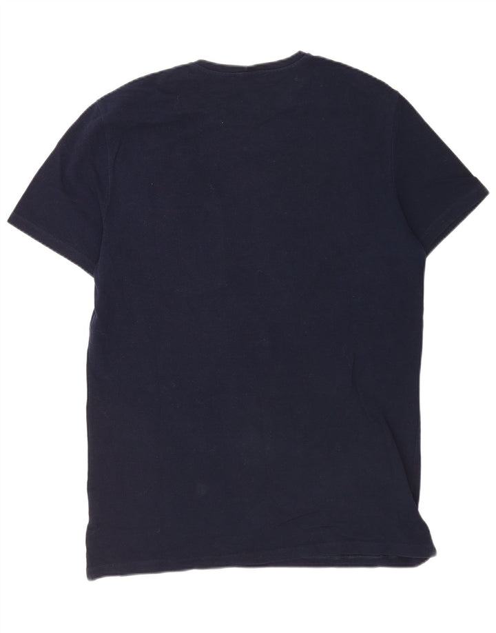 Camiseta masculina Benetton grande algodão azul marinho
