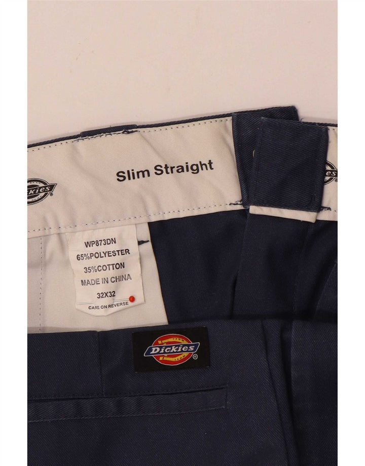 Calça Chino Masculina Slim Straight Dickies W32 L32 Poliéster Azul Marinho