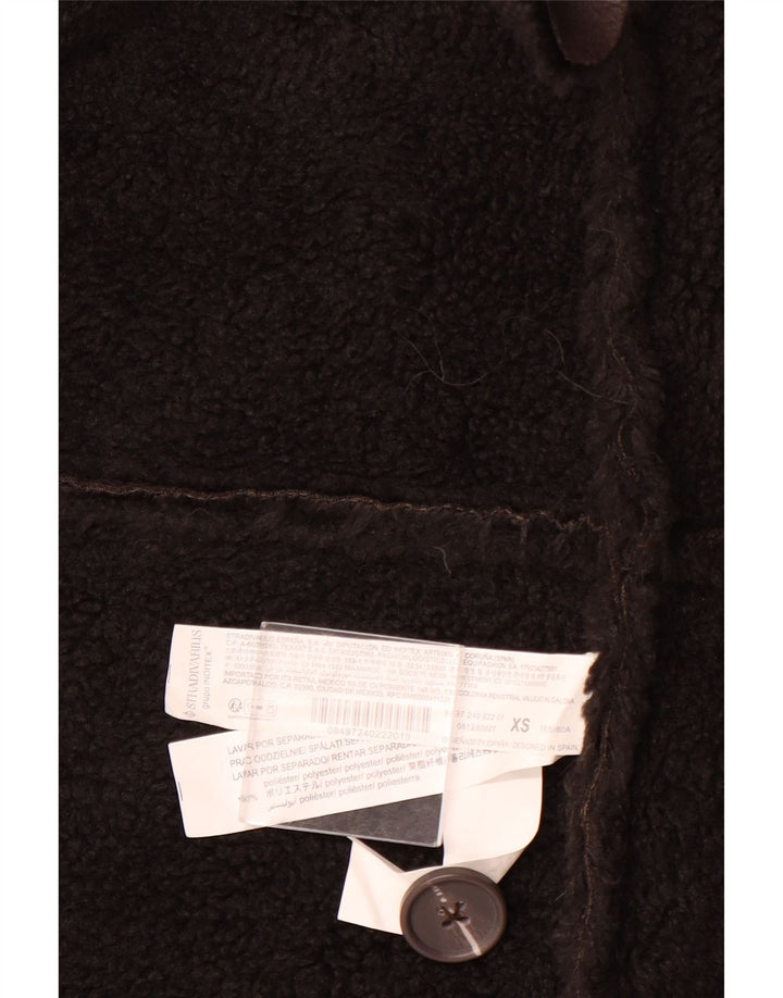 Sobretudo feminino sherpa grande STRADIVARIUS Reino Unido 6 XS poliéster marrom