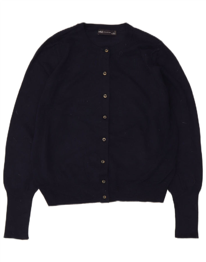 Suéter cardigã feminino Marks & Spencer Reino Unido 12 médio azul marinho viscose