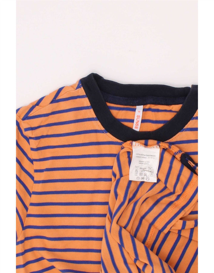 Sun68 Camiseta masculina de algodão listrado laranja de 9 a 10 anos