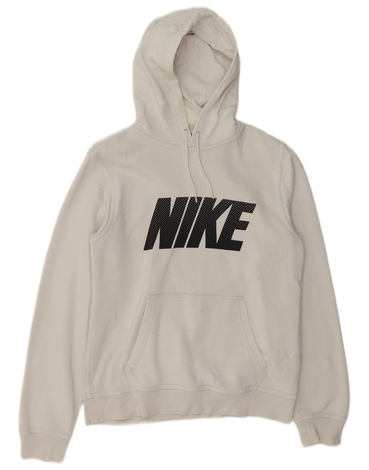 NIKE Mens Graphic Hoodie Jumper Pequeno Algodão Branco