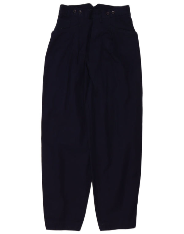 Capa Feminina Calça Casual Cintura Alta W28 L29 Azul Marinho Algodão