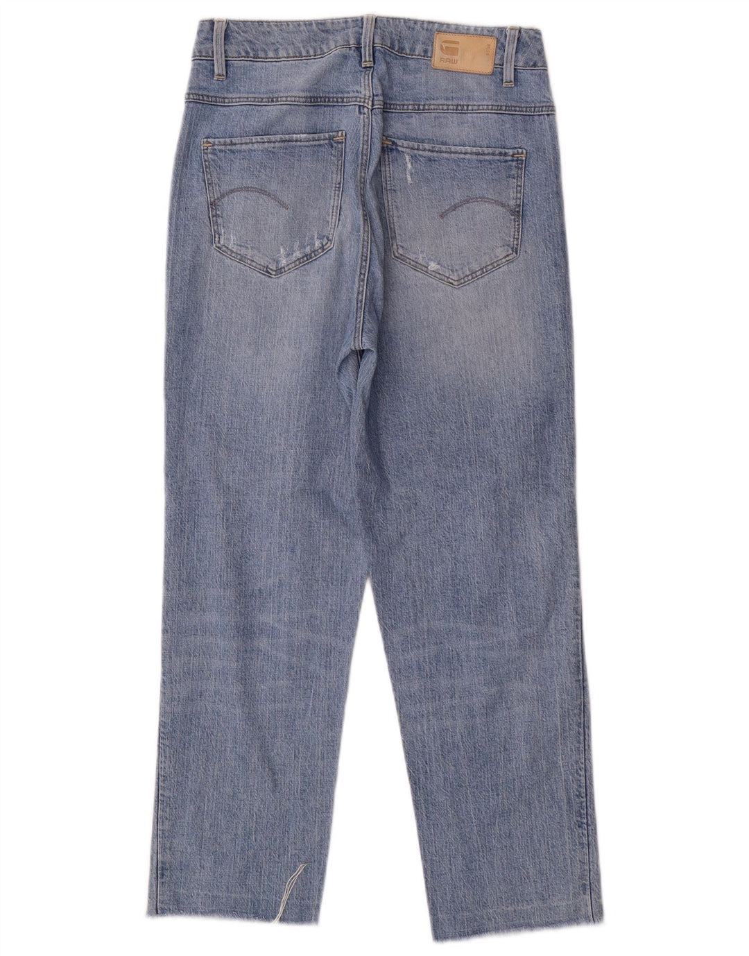 Calça jeans reta feminina G-Star desgastada W26 L26 azul