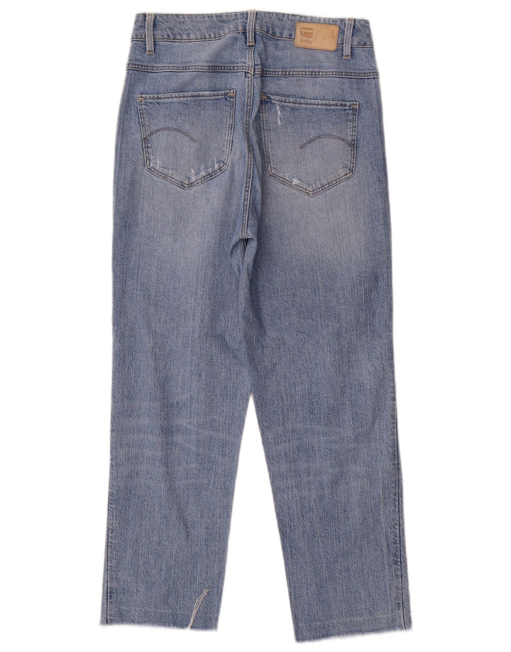 Calça jeans reta feminina G-Star desgastada W26 L26 azul