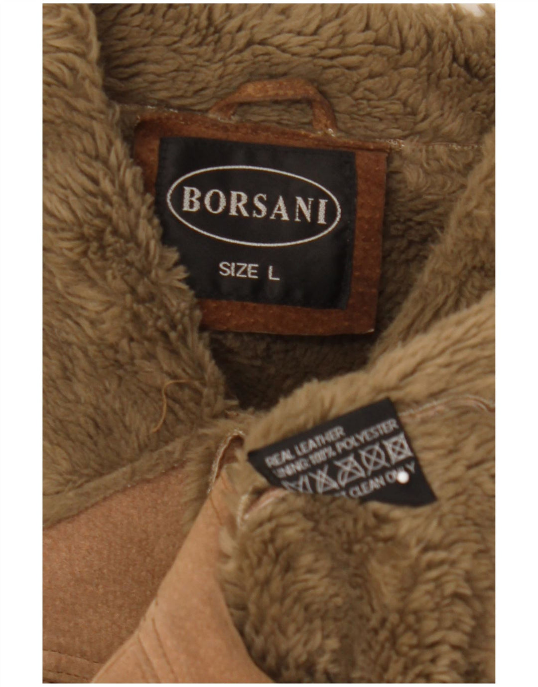Jaqueta masculina de couro Sherpa Borsani Reino Unido 40 grande couro marrom