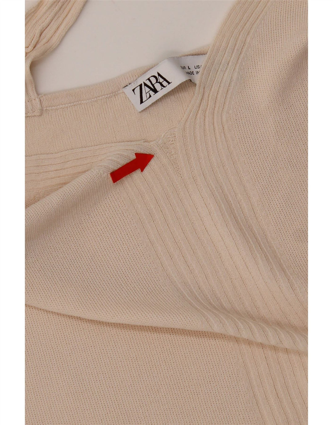 Zara Womens Crop Cami Top UK 14 Grande Bege Viscose