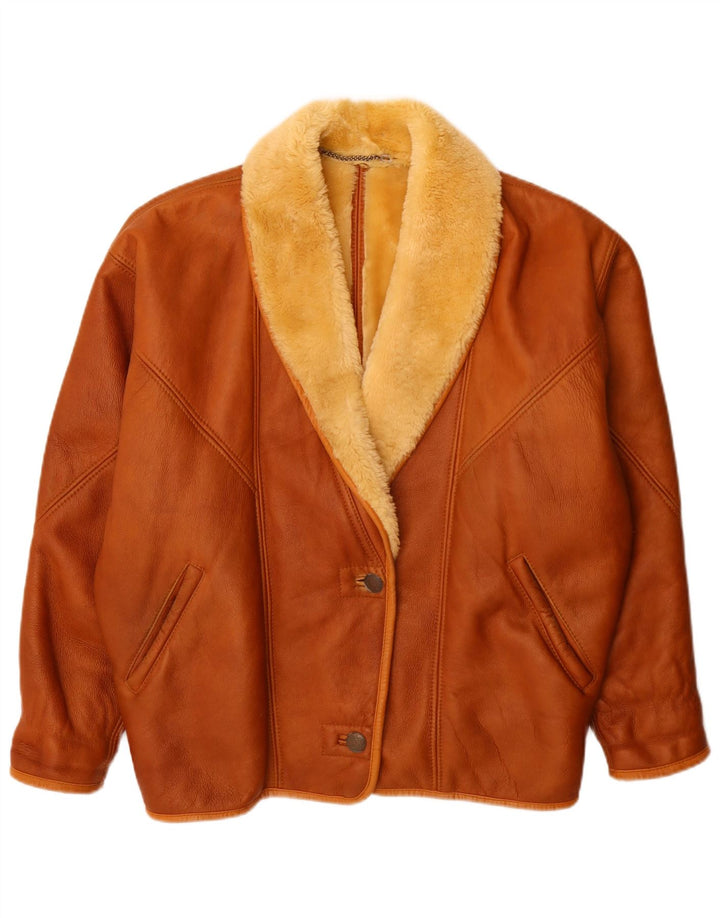 Jaqueta feminina vintage de shearling grande Reino Unido 16 grande marrom