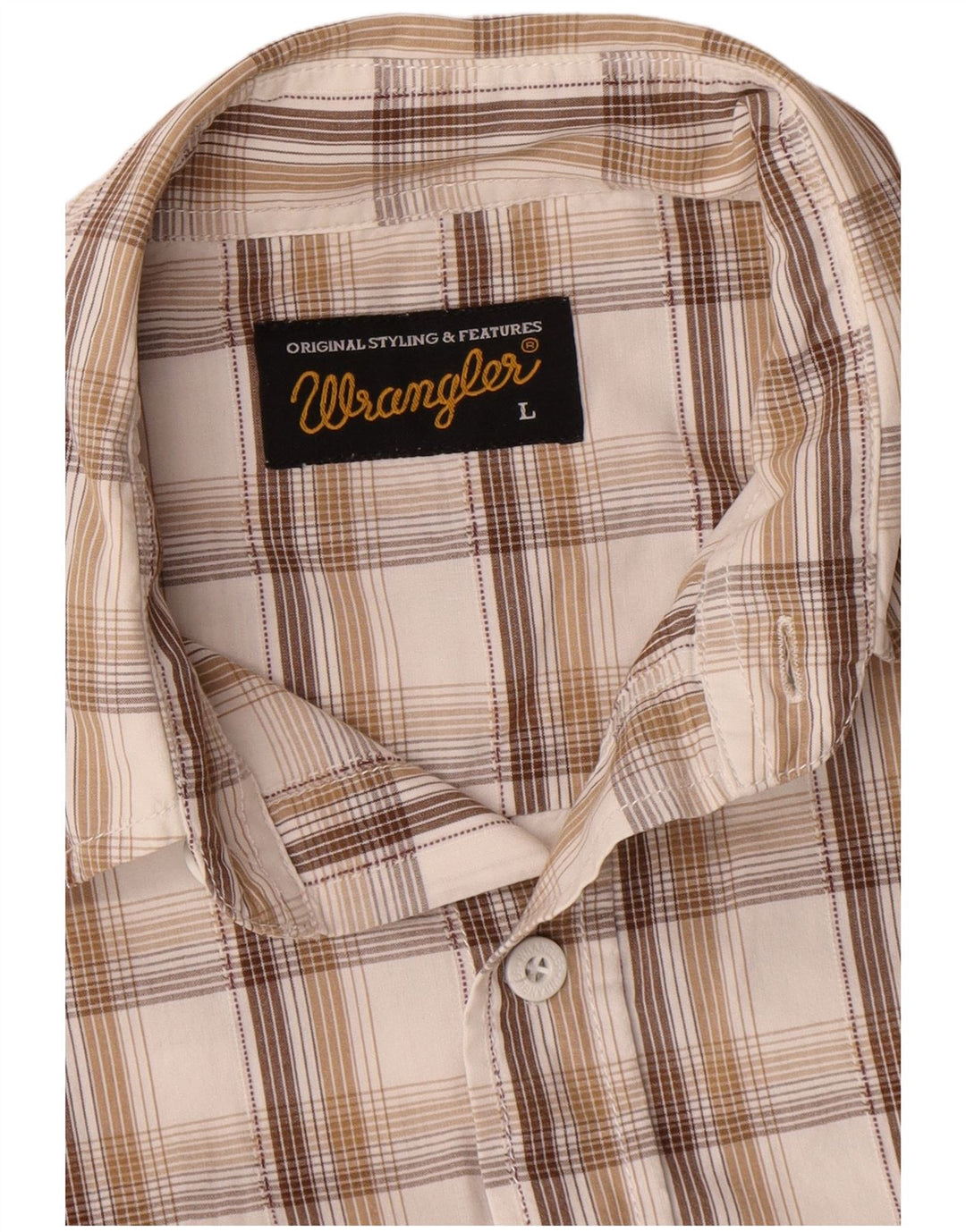 Camisa masculina Wrangler grande algodão xadrez branco