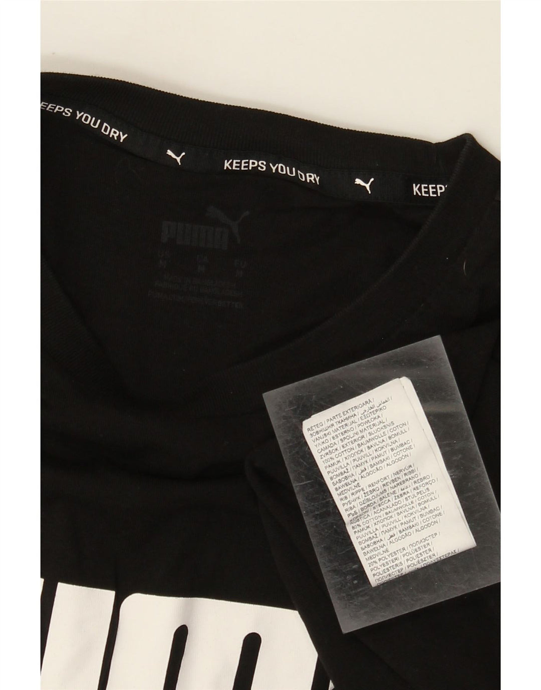 Puma Mens Graphic T-Shirt Top Médio Algodão Preto