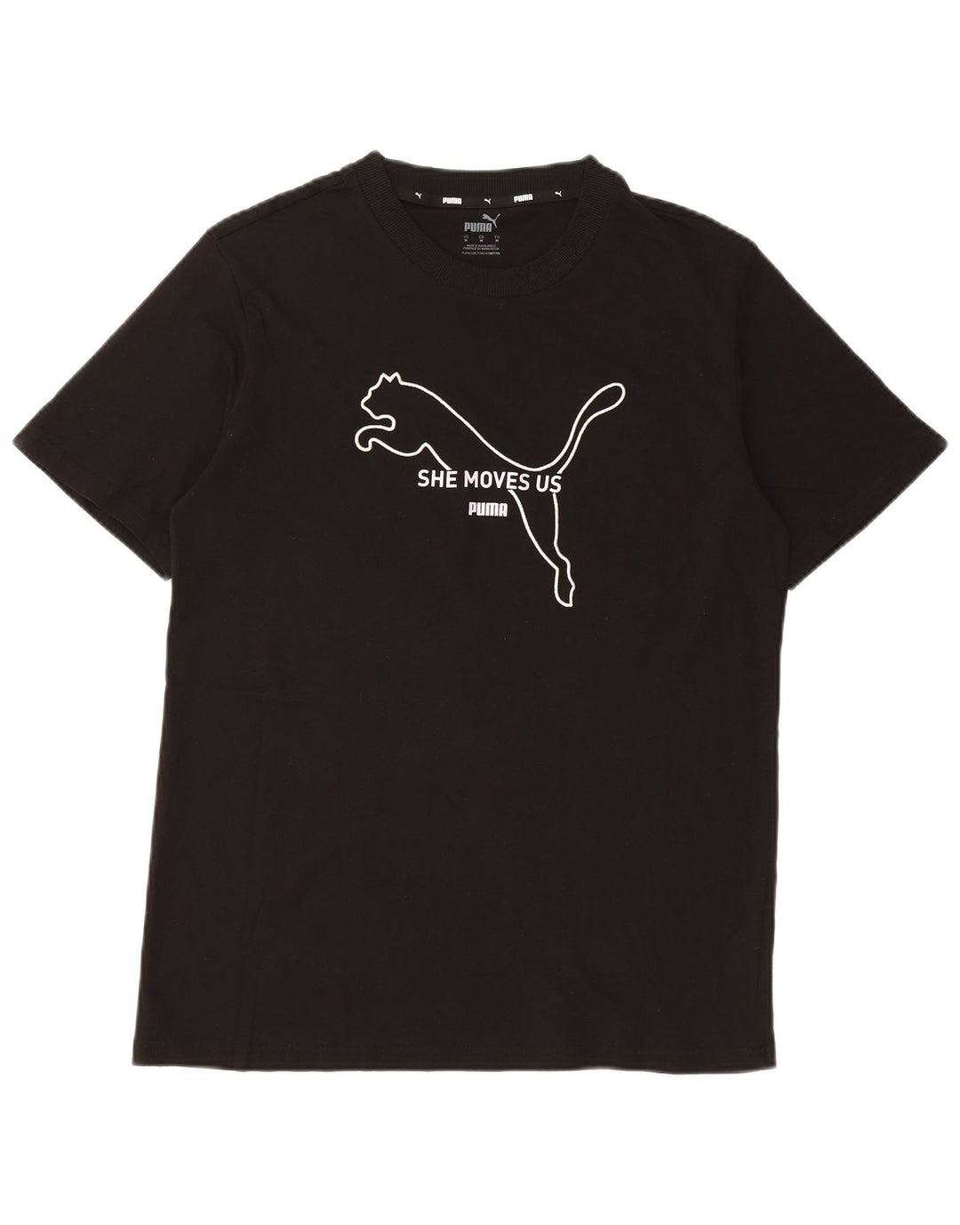 Puma Camiseta Feminina Graphic Top UK 14 Médio Preto