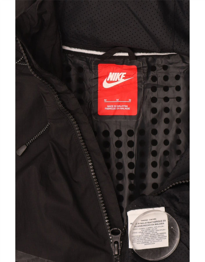 Nike masculino moletom com capuz jaqueta superior médio preto nylon