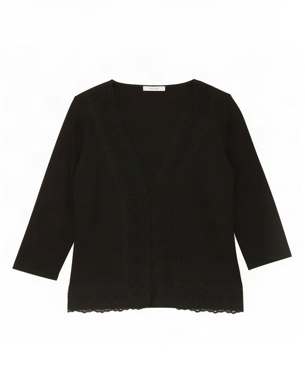 Blusa feminina Marks & Spencer manga 3/4 Reino Unido 14 viscose preta média