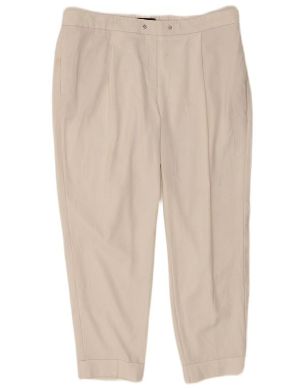 Calça feminina Marks & Spencer cônica cortada UK16 grande W34 L25 branca