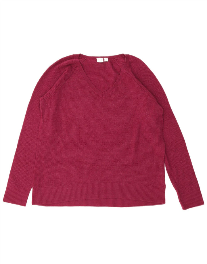 Suéter feminino Gap com decote em V Reino Unido 10 pequeno rosa nylon
