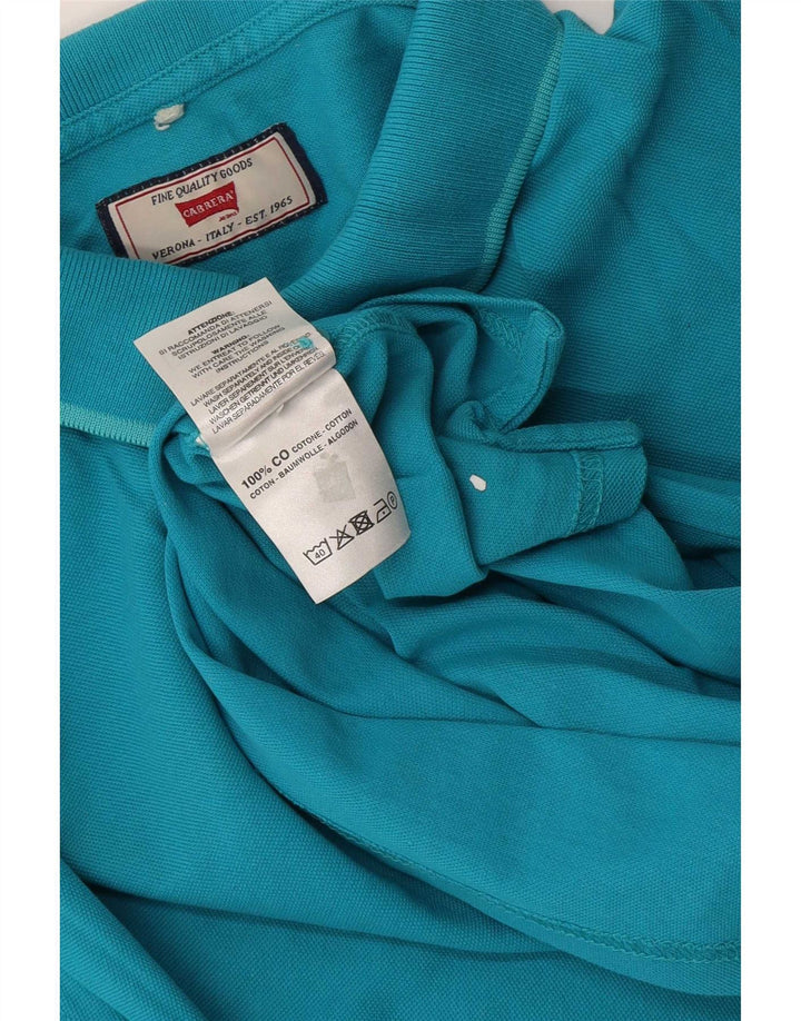 Camisa polo masculina regular Carrera algodão azul médio