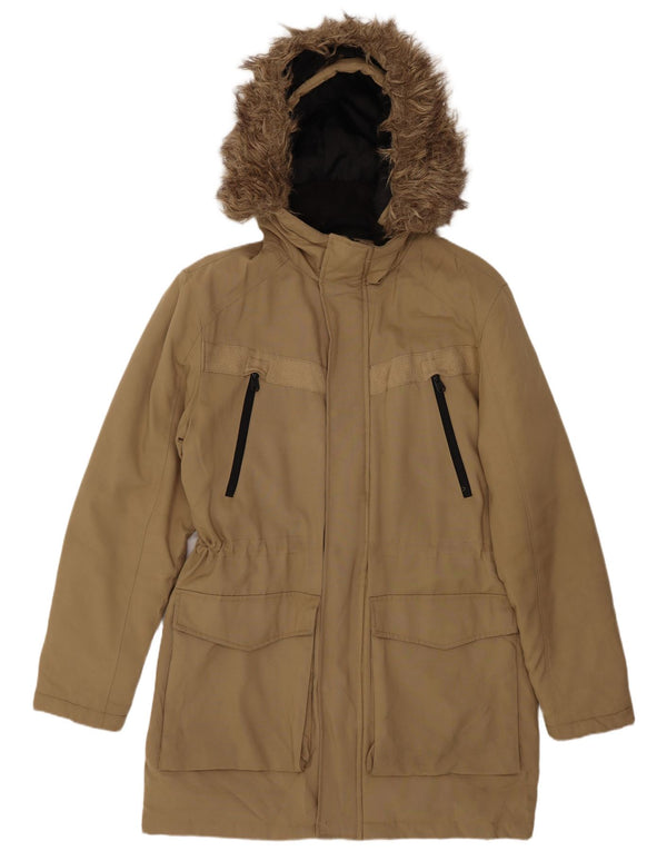 Jaqueta Parka masculina com capuz Jack & Jones Reino Unido 38 poliéster bege médio