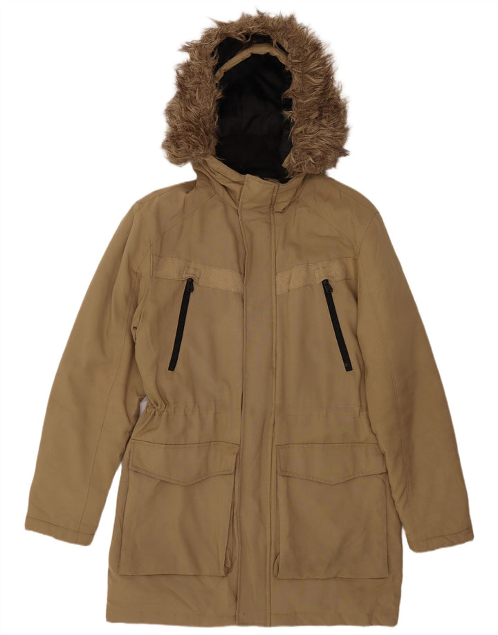 Jaqueta Parka masculina com capuz Jack & Jones Reino Unido 38 poliéster bege médio
