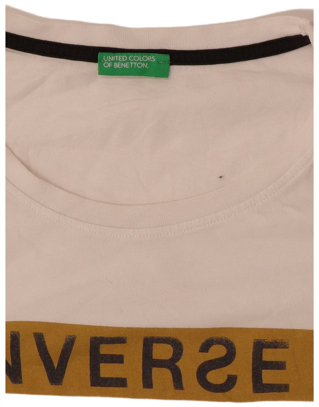 Camiseta gráfica masculina Benetton Top médio branco