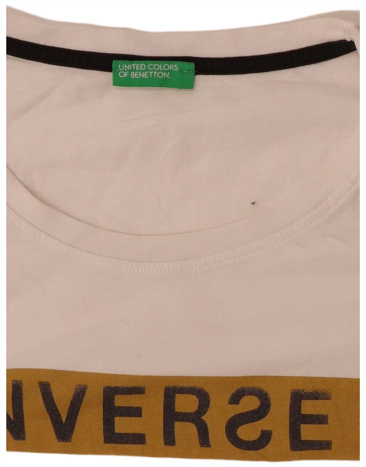 Camiseta gráfica masculina Benetton Top médio branco