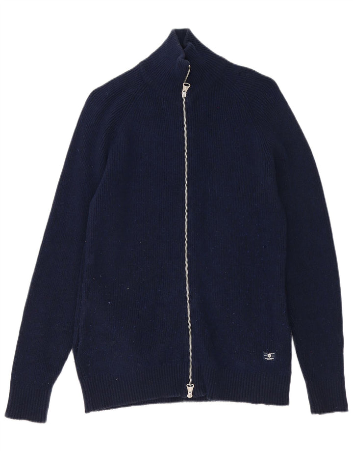 Suéter cardigã masculino Jack & Jones médio algodão azul marinho