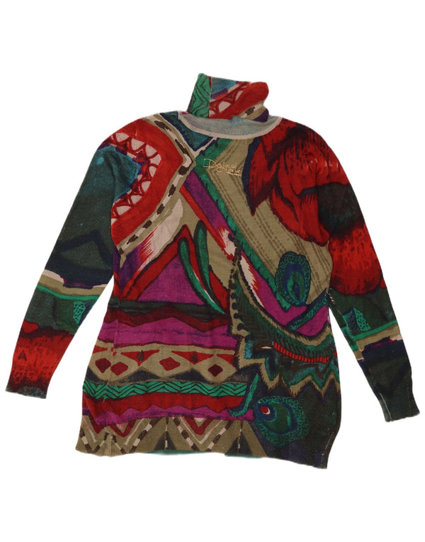 Desigual Suéter feminino com gola redonda e gola redonda UK 18 XL multicolorido geométrico