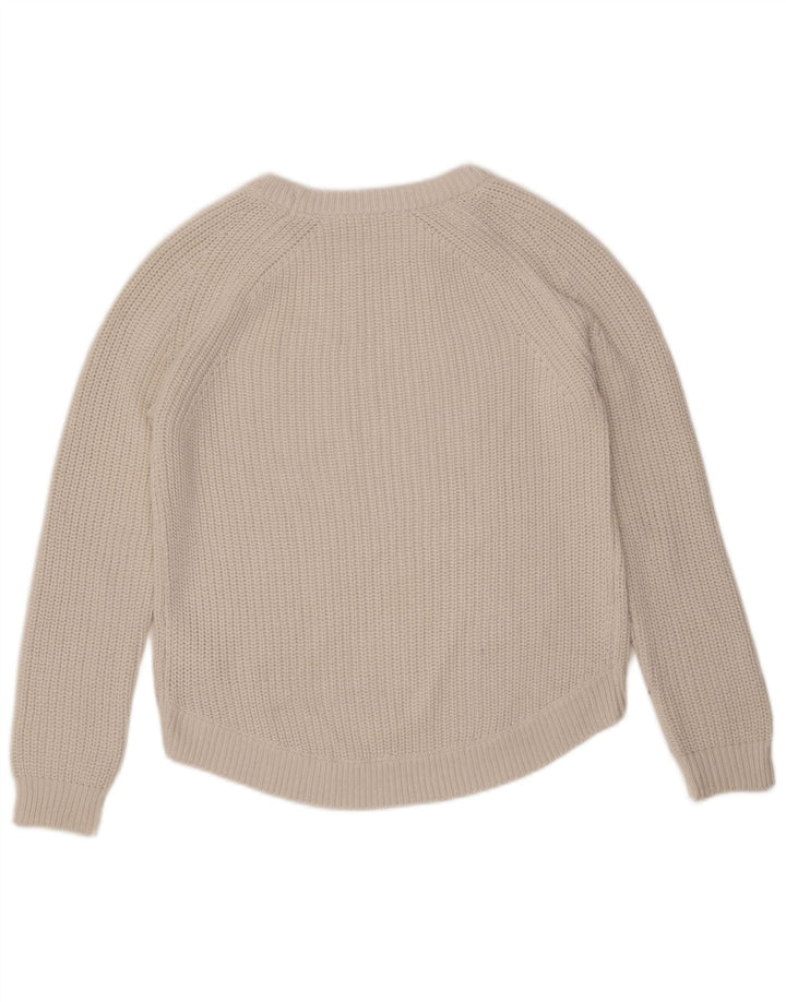 Suéter feminino grande com gola canoa GUESS Reino Unido 6 algodão branco pequeno