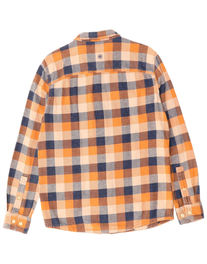 Camisa masculina de flanela alta FAT FACE de algodão xadrez multicolorido médio