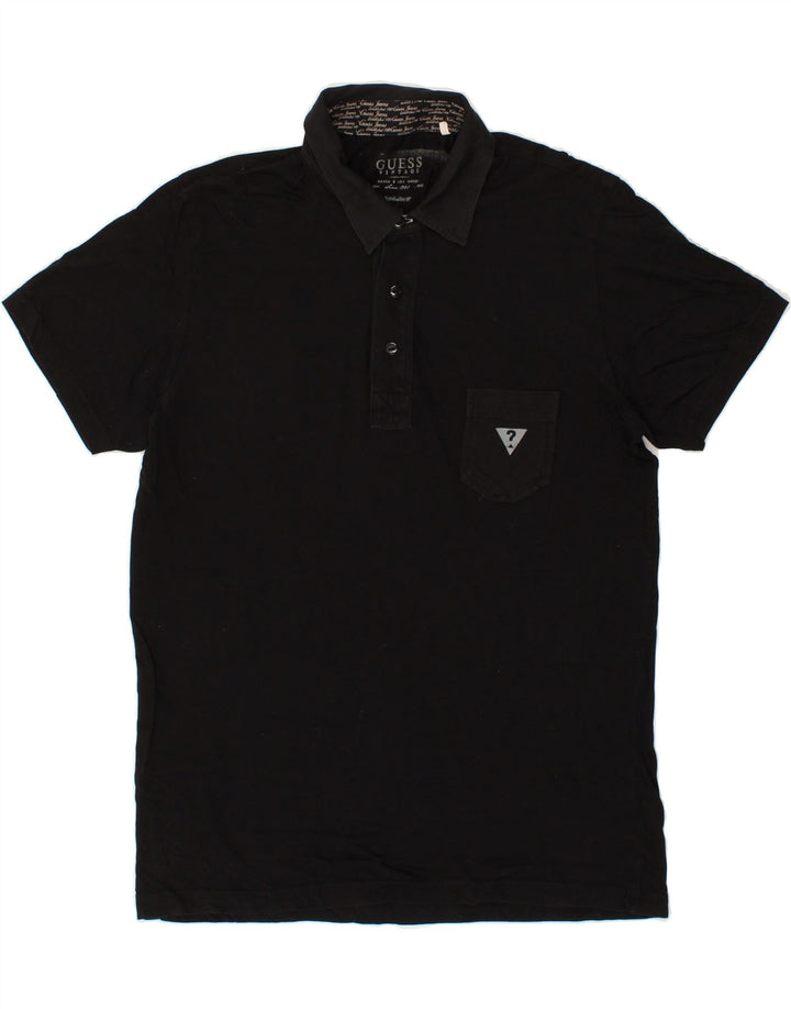 Camisa pólo gráfica masculina GUESS grande preta