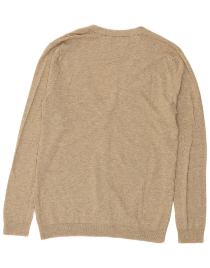 Suéter cardigã masculino Zara médio bege manchado