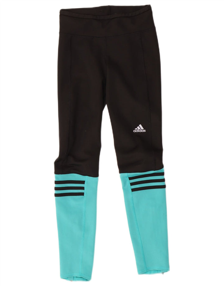 ADIDAS Womens Climalite Leggings UK 0/2 2XS Preto Colourblock Poliéster