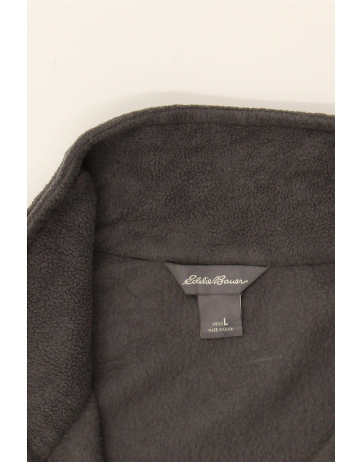 EDDIE BAUER Mens Zip Neck Fleece Jumper Large Grey Polyester Vintage Eddie Bauer and Second-Hand Eddie Bauer from Messina Hembry 