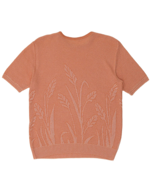 Suéter feminino vintage com gola canoa e gola redonda Reino Unido 14 grande rosa floral