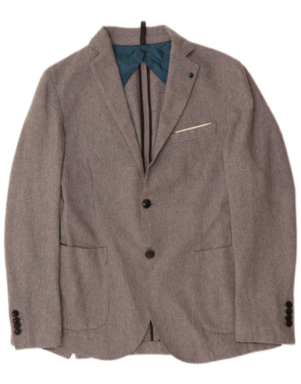 Jaqueta blazer masculina Liu Jo com 2 botões Reino Unido 38 lã cinza médio