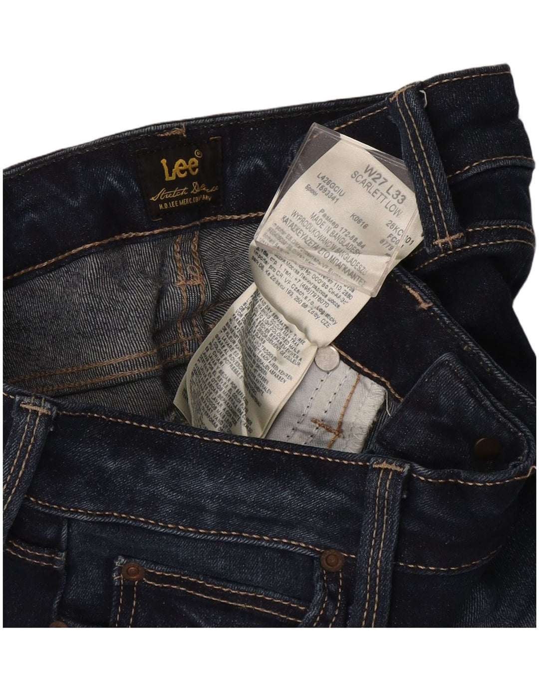 LEE Calça jeans feminina Scarlett Low Skinny W27 L33 azul marinho algodão