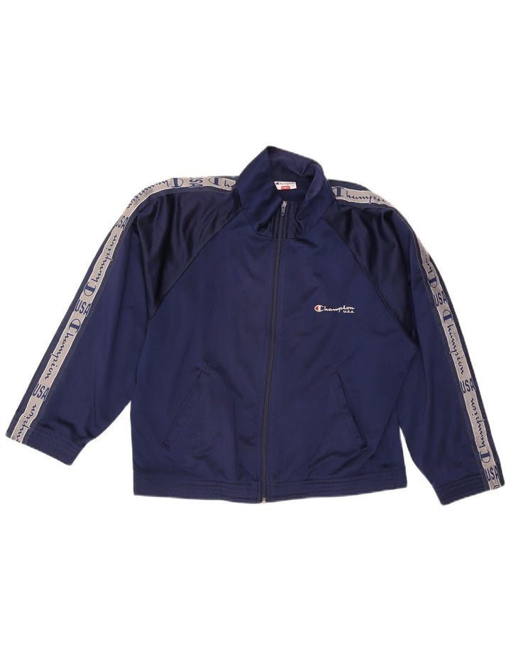 Jaqueta masculina de agasalho gráfico Champion XS azul marinho colorblock