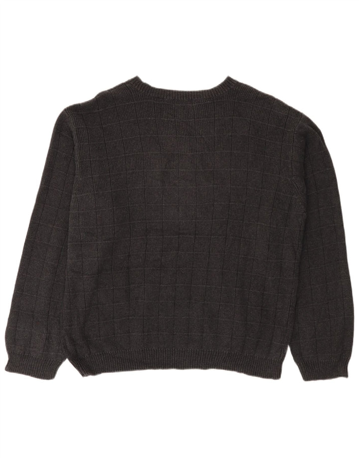 Suéter masculino IZOD com gola canoa e algodão xadrez grande cinza