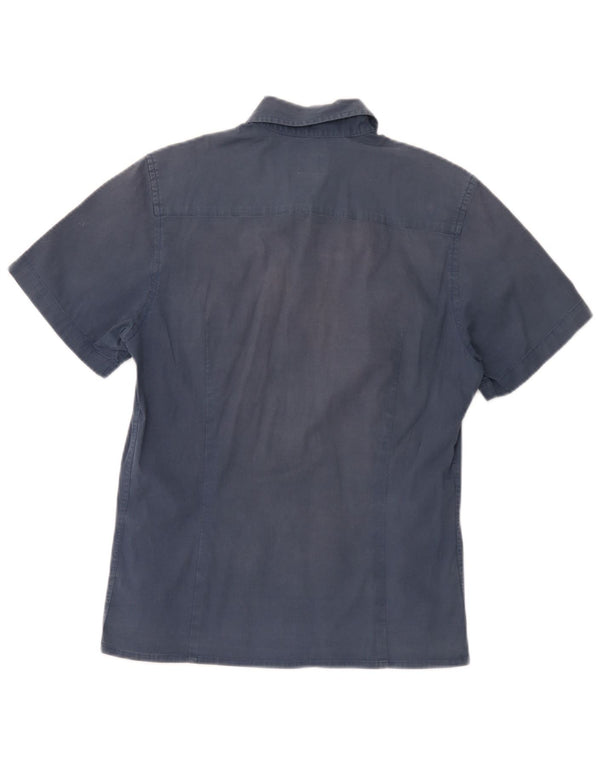 Camisa masculina de manga curta Calvin Klein Jeans azul marinho médio algodão