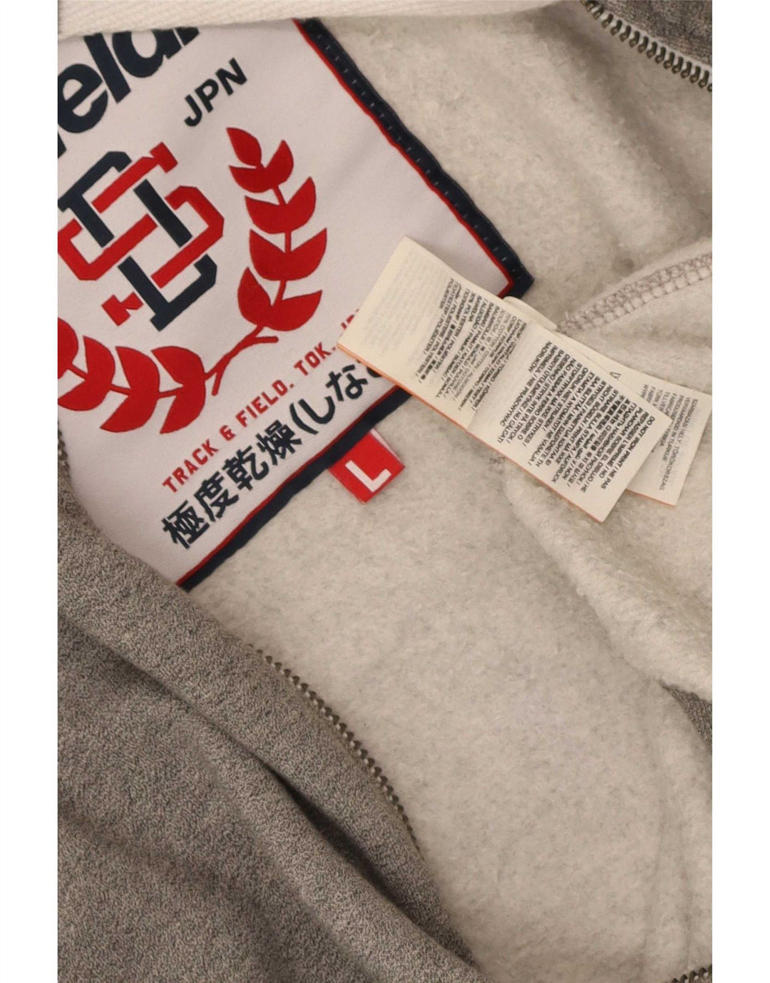 Suéter masculino Superdry com capuz e zíper gráfico grande algodão cinza