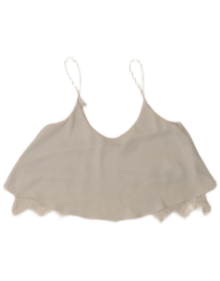 Zara Womens Cami Top UK 10 Pequeno Branco