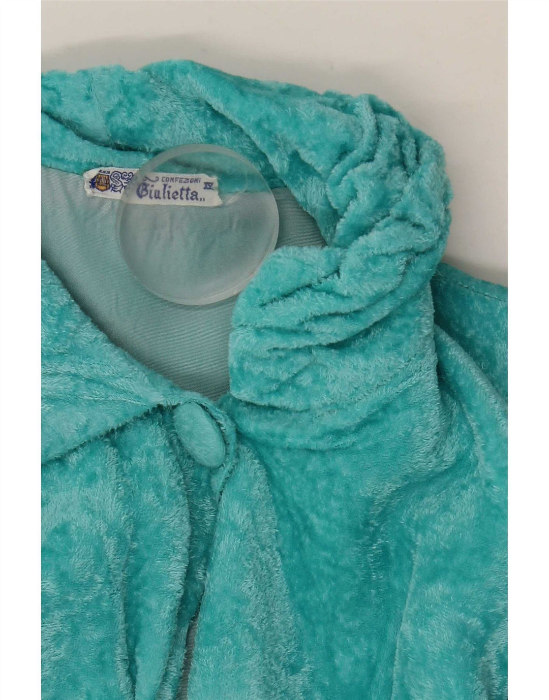 Vestido vintage de veludo feminino UK 14 azul médio