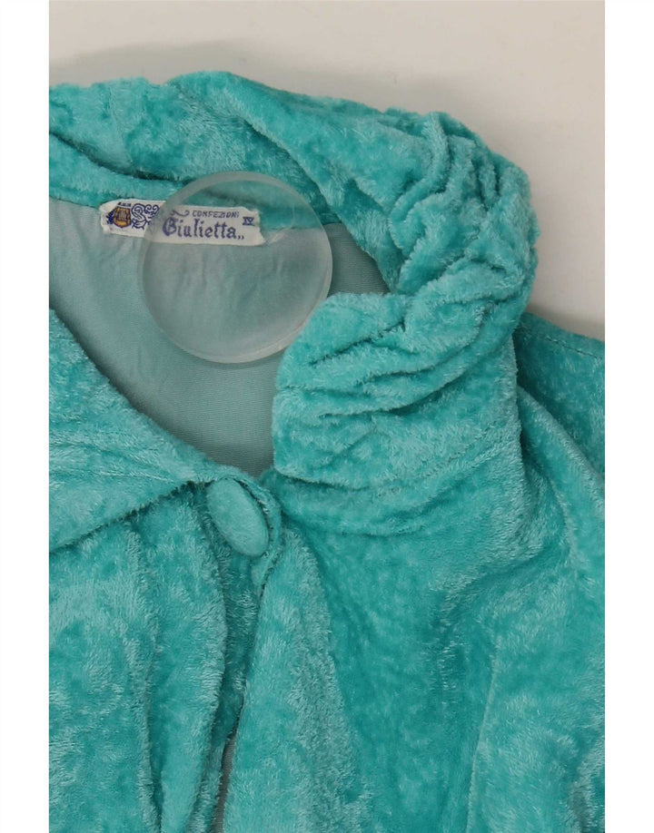 Vestido vintage de veludo feminino UK 14 azul médio