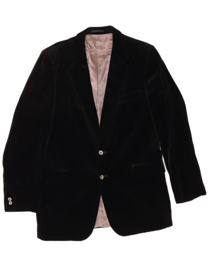 Jaqueta blazer masculina de veludo com 2 botões SHANNON UK 40 grande preta