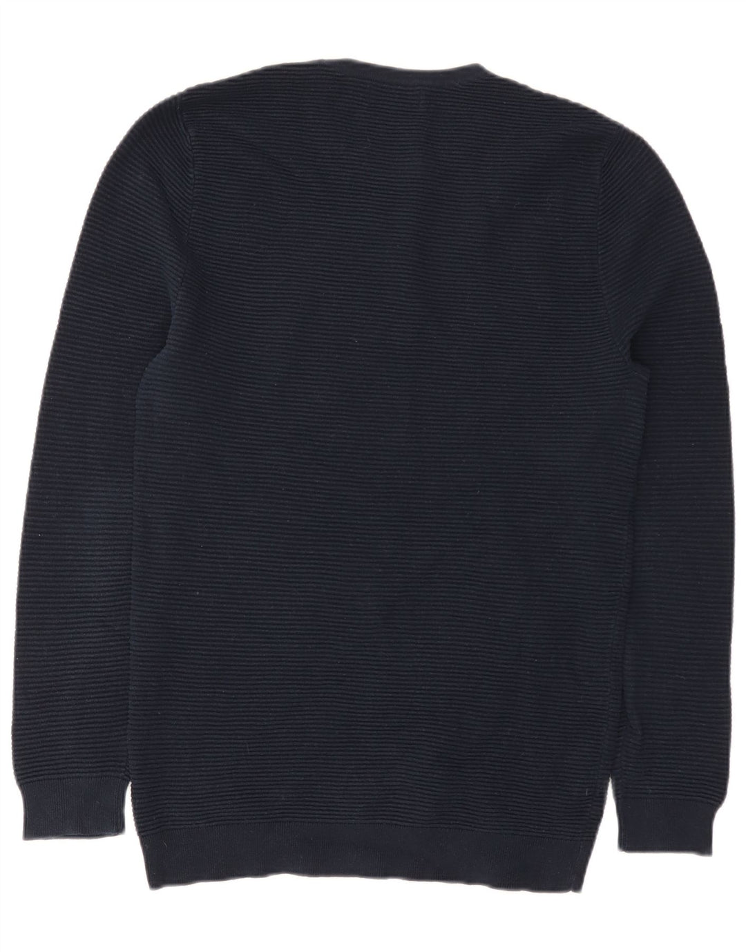 Zara Suéter masculino com gola redonda grande azul marinho