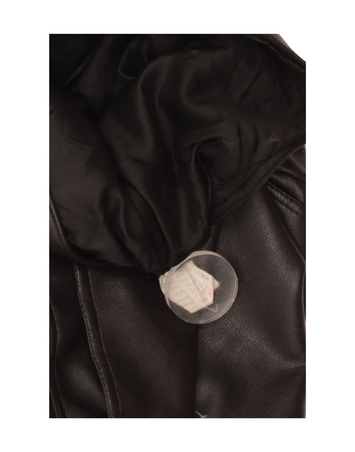 Jaqueta feminina VINTAGE de couro grande para motociclista UK 10 pequena preta