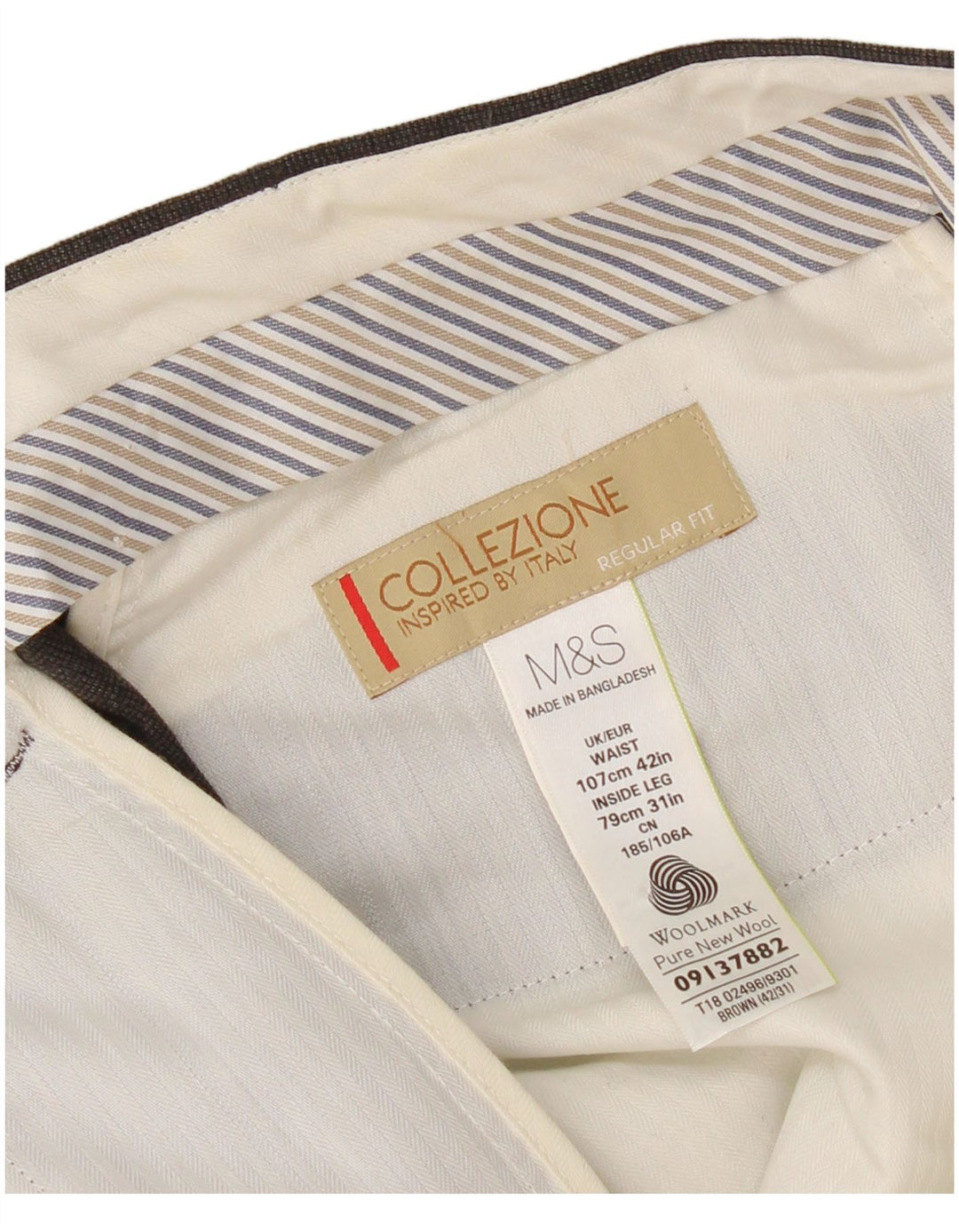 Calça casual masculina Marks & Spencer de ajuste regular W42 L31 lã preta