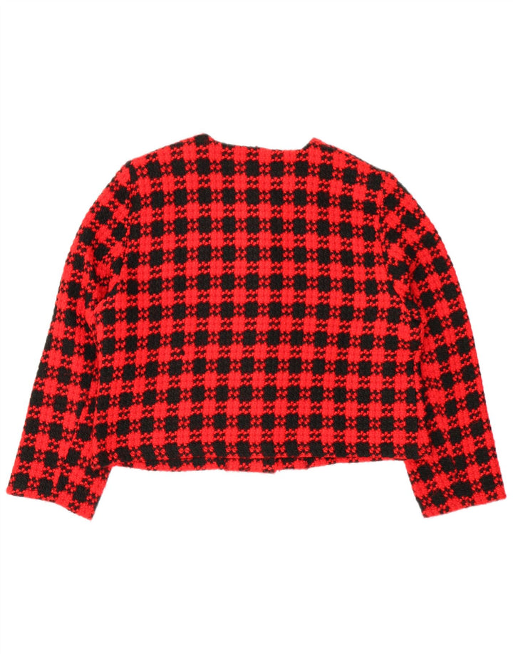 Jaqueta blazer feminina VINTAGE com 4 botões UK 18 XL vermelho xadrez