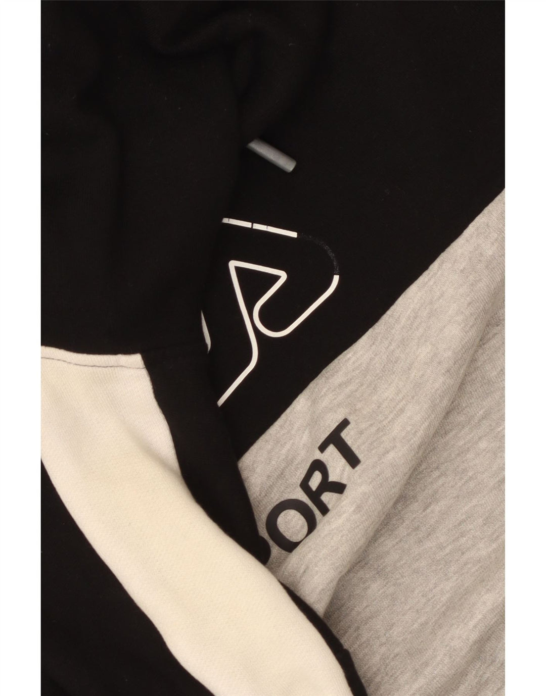 Suéter com capuz gráfico masculino Fila grande bloco cinza