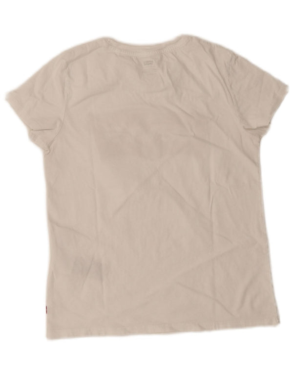 Camiseta feminina Levi's Denizen Graphic UK 10 pequena algodão branco