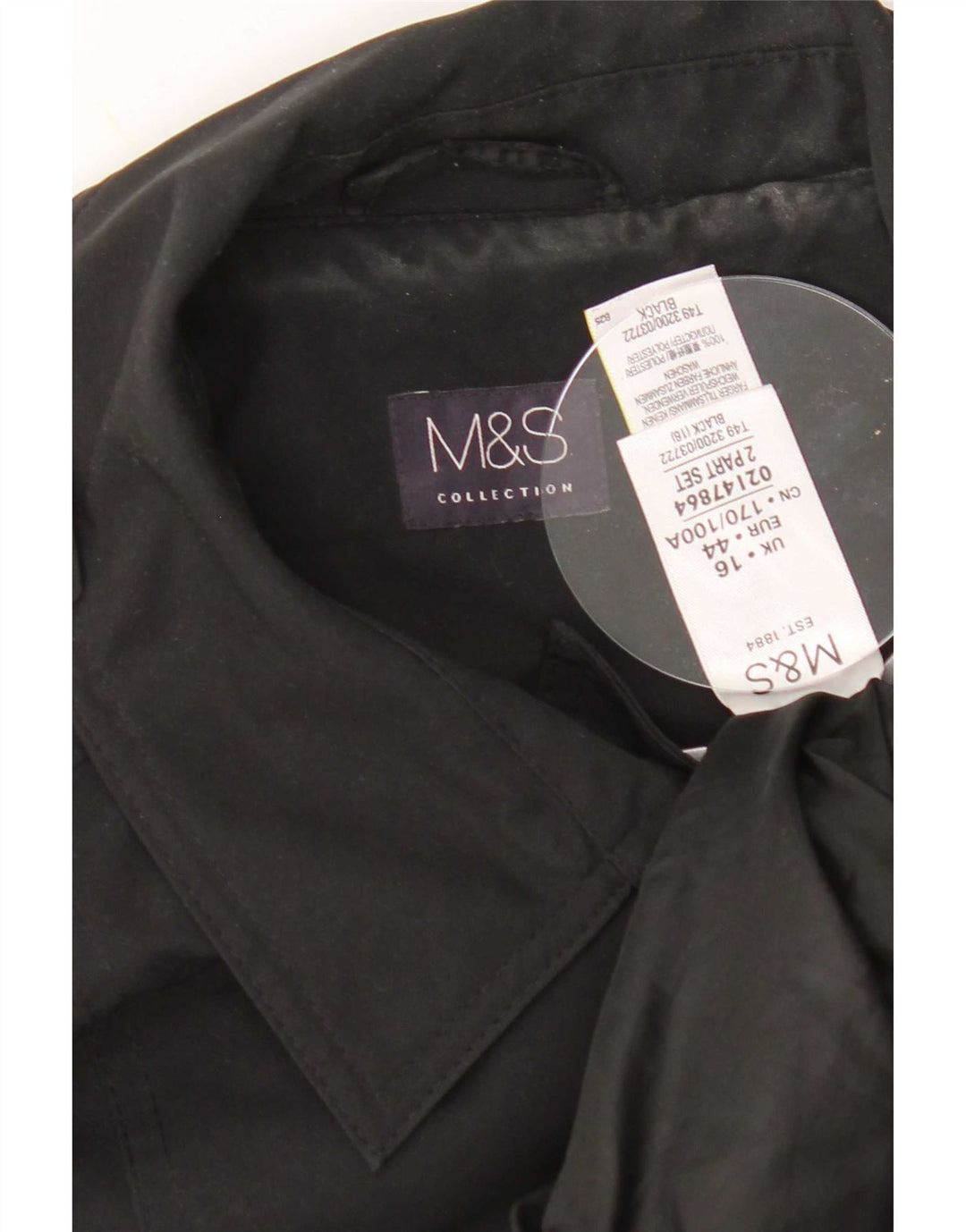 Casaco impermeável feminino Marks & Spencer Reino Unido 16 grande poliéster preto